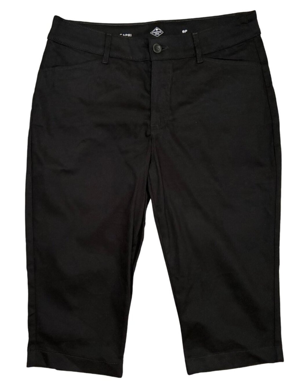 St. Johns Bay Women's 8P Black Capri Pants Petite Cropped Career Casual Classic